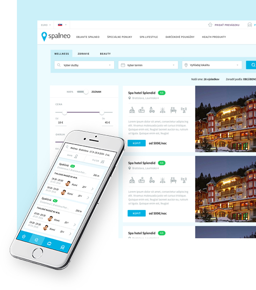 Pokročilá online platforma na vyhľadávanie wellness a kúpeľných služieb
